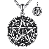 YONFQE Tetragrammaton Necklace Sterling Silver Pentagram Amulet Energy Pendant Religious Jewelry Gifts for Women Men