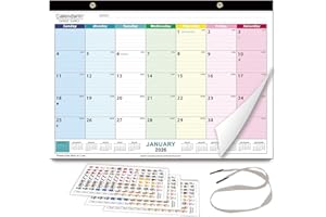 Calendarin Desk Calendar 2026-2027 for Canada Only, 20 Months from Nov 2025 to Jun 2027, 17x12 Inch, 160 GSM Thick Paper, Col