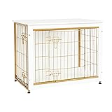DWANTON Dog Crate Furniture with Cushion, Wooden