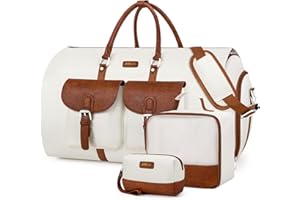 ITIEZY Garment Duffle Bag for Travel - Convertible Carry on Garment Duffel Travel Bag for Women Men Large Weekender Bag with Shoes Pouch 2 in 1 Hanging Suit Travel Duffel Bag 3pcs Set