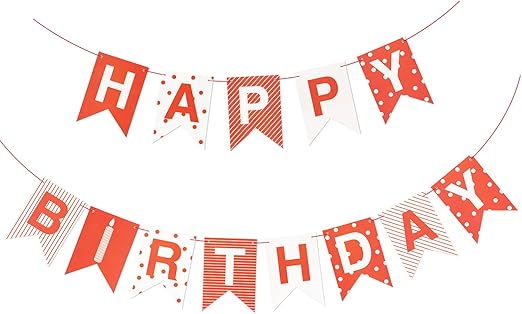 Amazon Com Red Paper Happy Birthday Party Banner Flag Decorations
