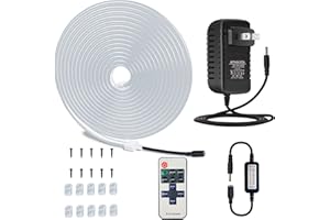 DSJJBLL Flexible Neon Rope Strip Night Light,Outdoor Indoor LED Cut Freedom 16.4FT/Set Power Supply/Clip Included (White2)