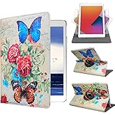 Case for ipad pro 12.9 inch 2nd & 1st Generation Old Model 2017/2015 MP6G2LL/A MQDA2LL/A MPLL2LL/A ML0F2LL/A ML3K2LL/A ML0N2LL/A ML0R2LL/A with Rotating Stand Auto Sleep/Wake Rose Flower/Butterfly
