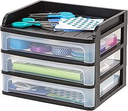 IRIS USA Plastic Desk Top 3-Drawer Storage
