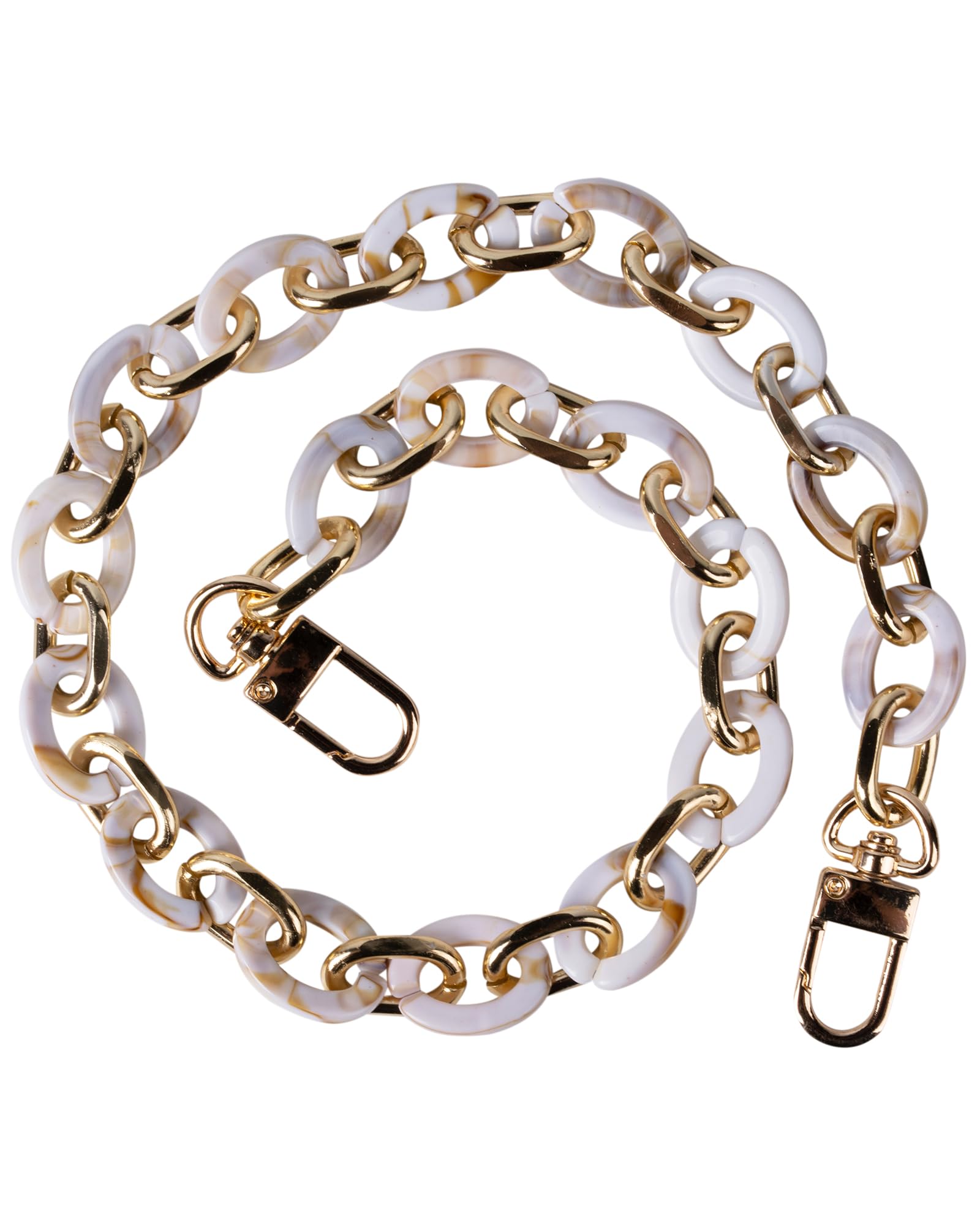 MEGAVOW 1 pcs of Purse Chain Straps, Flat Chain Handle with Metal Buckle, Handbag Shoulder Bag Chains Strap Replacement Accessory for DIY Purse Wallet Extender Crafts Making, Marble, 60cm