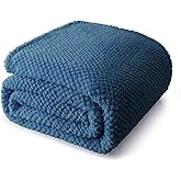 Whale Flotilla Queen Size Fuzzy Fleece Blanket for Bed, 90x90 Inch Fluffy Warm Soft Jacquard Blankets for All Season, Lightweight and Cozy, Navy Blue