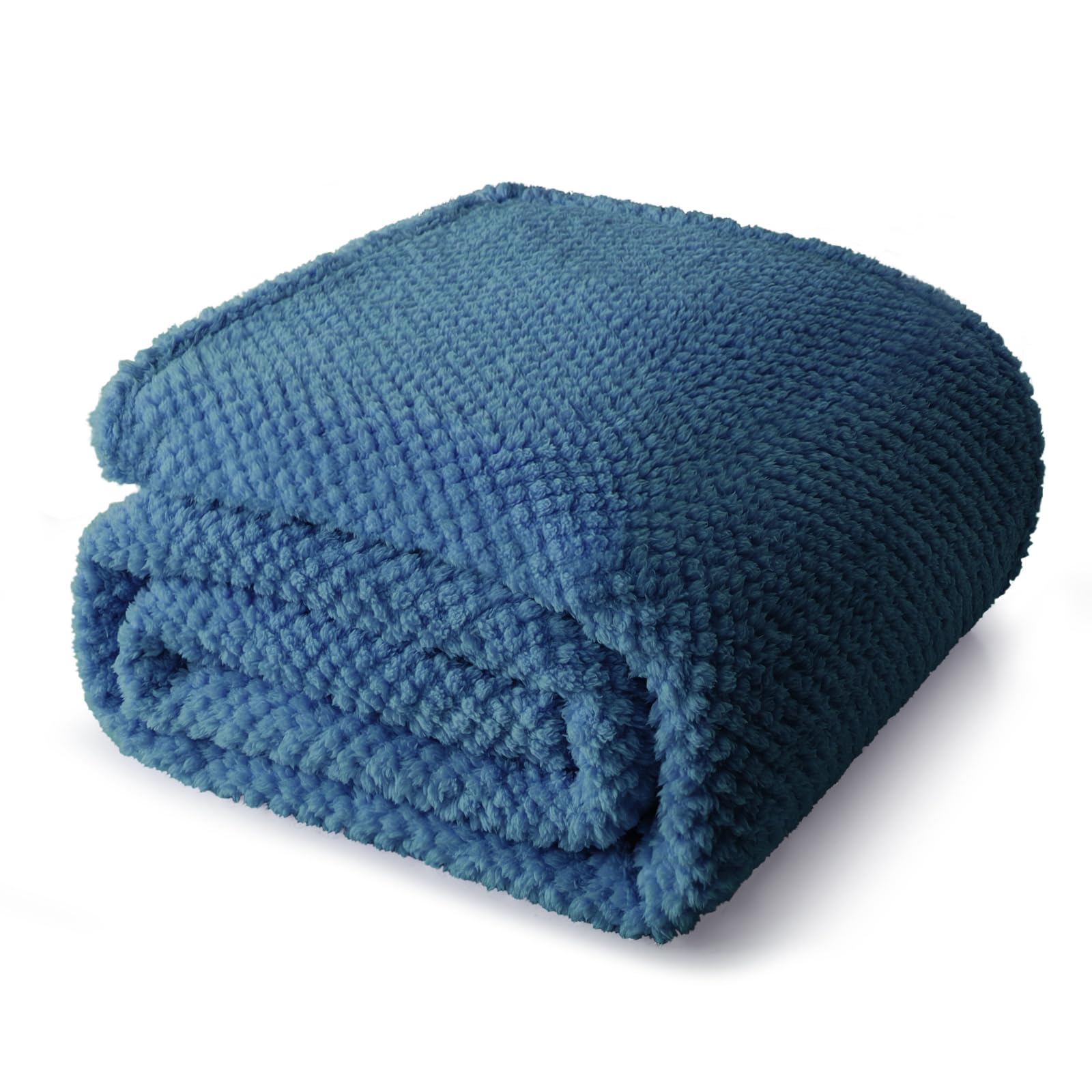 Whale Flotilla Double Size Fuzzy Fleece Blanket for Bed, 150x200 CM Fluffy Warm Soft Jacquard Bed Blankets for All Season, Lightweight and Cozy, Navy Blue