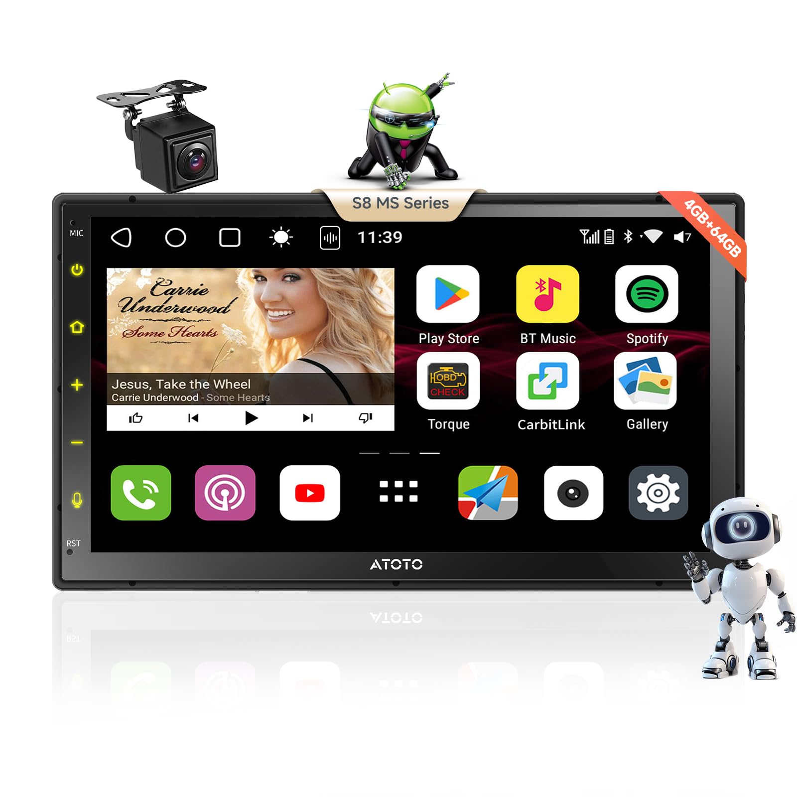 Photo 1 of ATOTO S8 MS 7 Inch Android Double DIN Car Stereo, Supports Dual Cam Recording, 4G LTE/Wi-Fi, Wireless CarPlay & Android Auto, Dual Bluetooth, GPS Tracking, AI Chat, DSP, Backup Camera, S8G2B74MS-S01