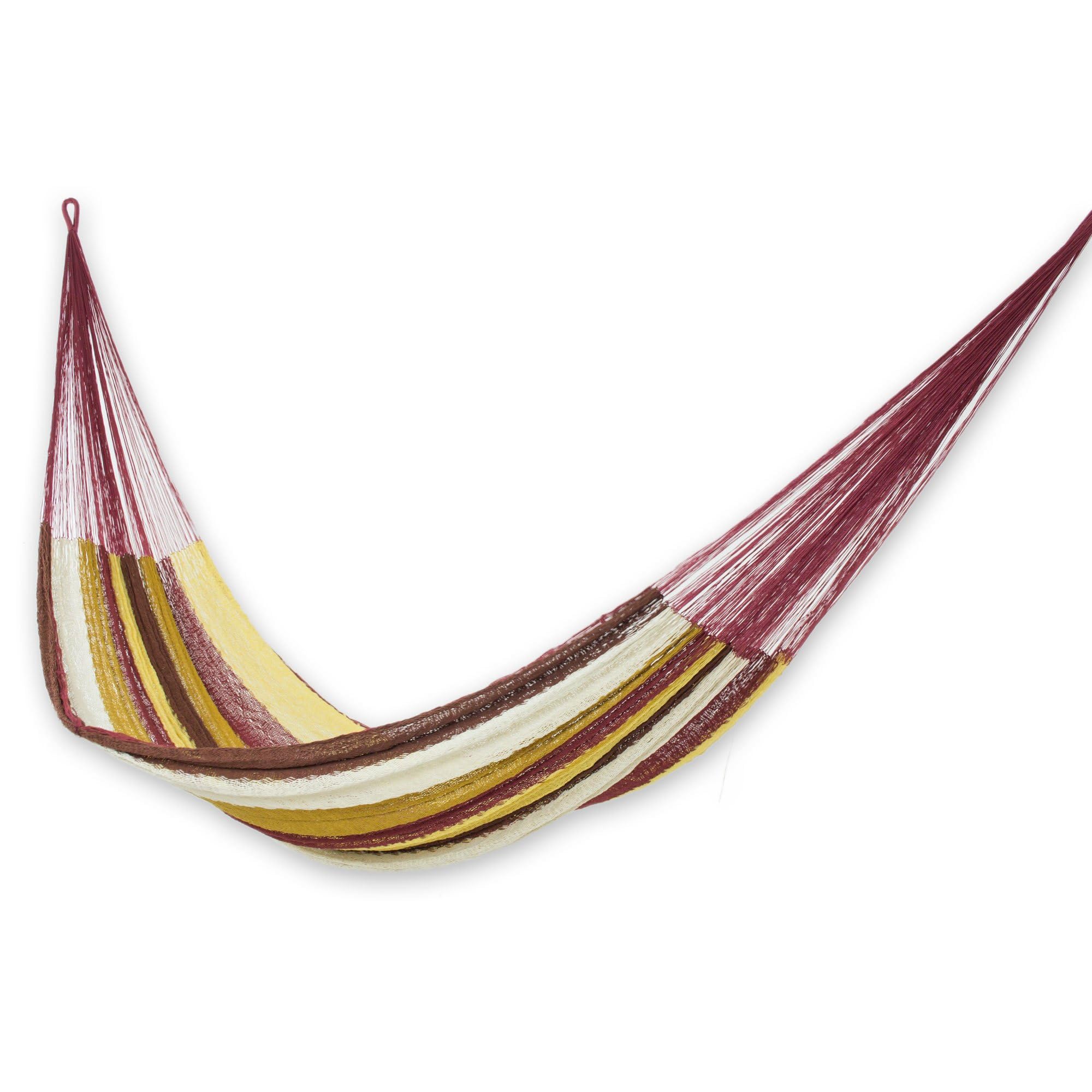 NOVICA Multicolor Cotton Hand Woven Mayan Hammock 'Loreto' (double)