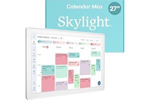 Skylight Calendar Max: 27-Inch Smart Digital Calendar & Chore Chart, Family Organizer with Interactive Touchscreen Display – Wall Mountable in Portrait or Landscape, Classic White Frame