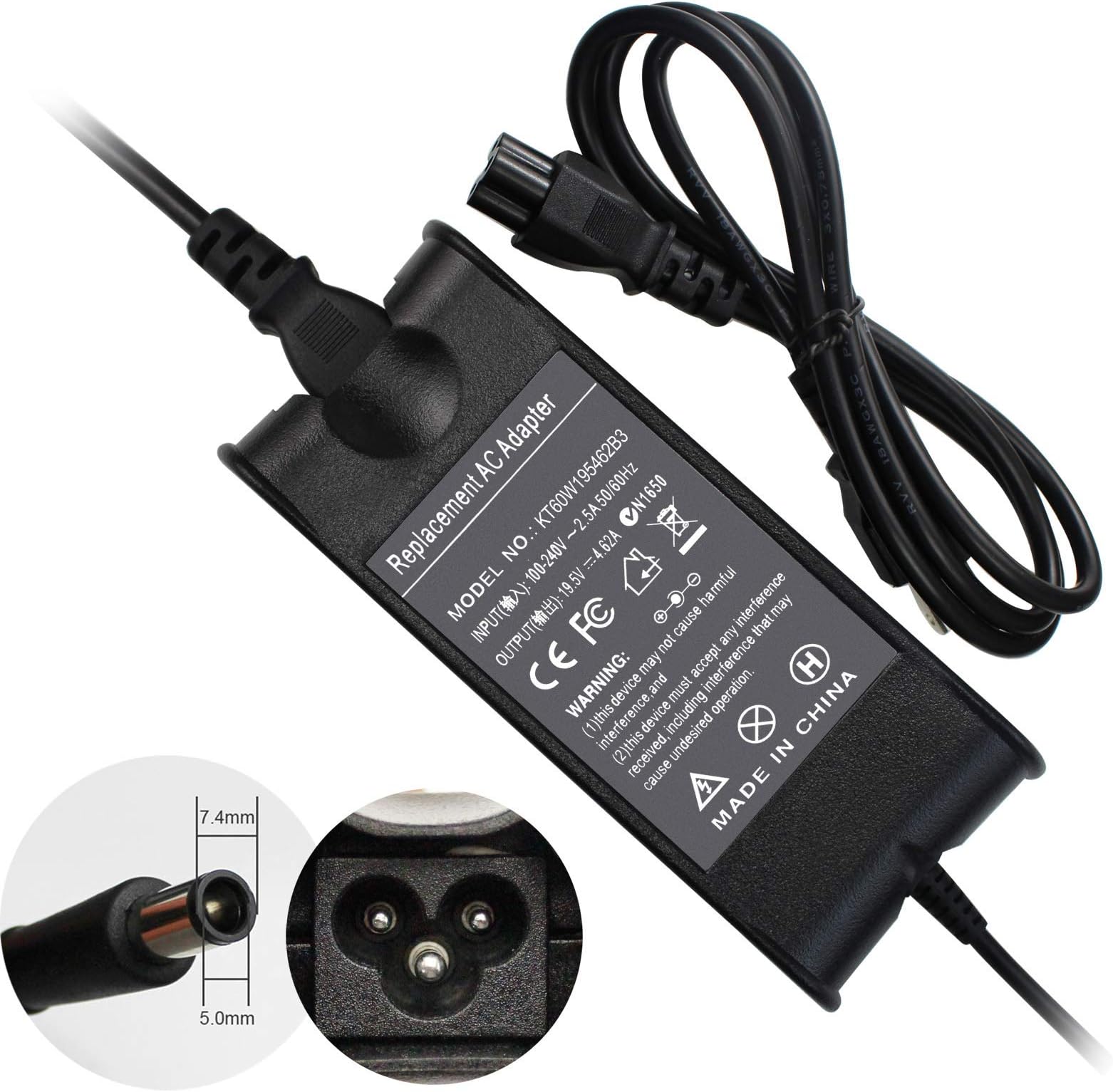 LNOCCIY 19.5V 4.62A 90W 7.4/5.0mm AC Adapter Charger for Dell Studio 1440 1555 1558 1569 1640 1645 1737 1747 1745 1749 Latitude E7440 E7450 E6400 E6410 E6420 E6430 E5430 E6330 E6320 E6230 E6220 E5540
