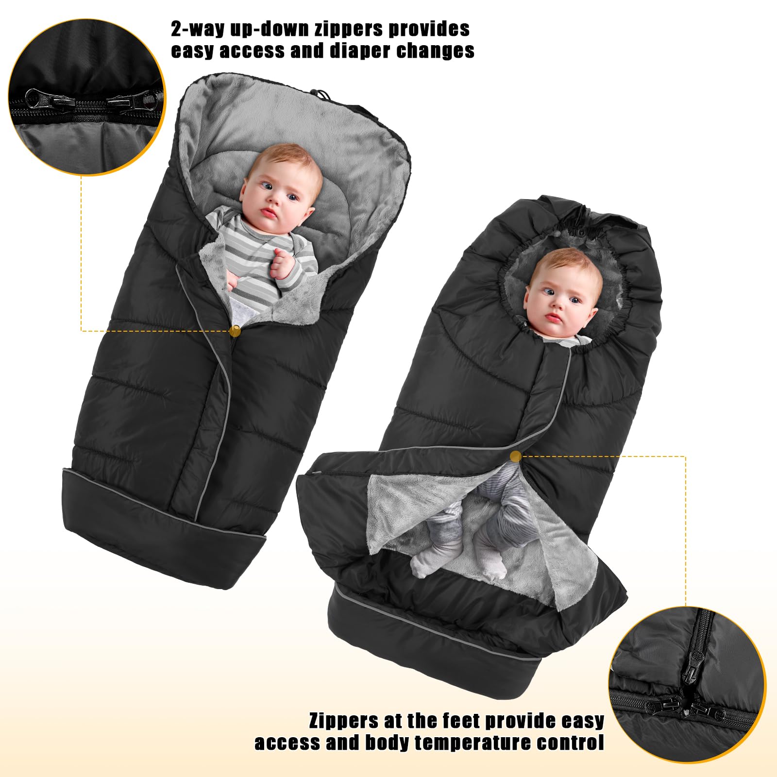 Yoofoss Winter Stroller Cover - Universal Toddler Footmuff, Water Resistant Coral Baby Stroller Bunting Sleeping Bag