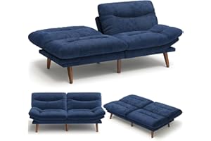 66" Convertible Futon Sofa Bed, Corduroy Folding Futon Set with Adjustable Backrest &Armrests, Recliner Lounge for Living Roo