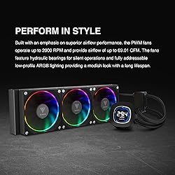 GAMDIAS 360mm CPU Liquid Cooler AIO w/ 2.1" Display
