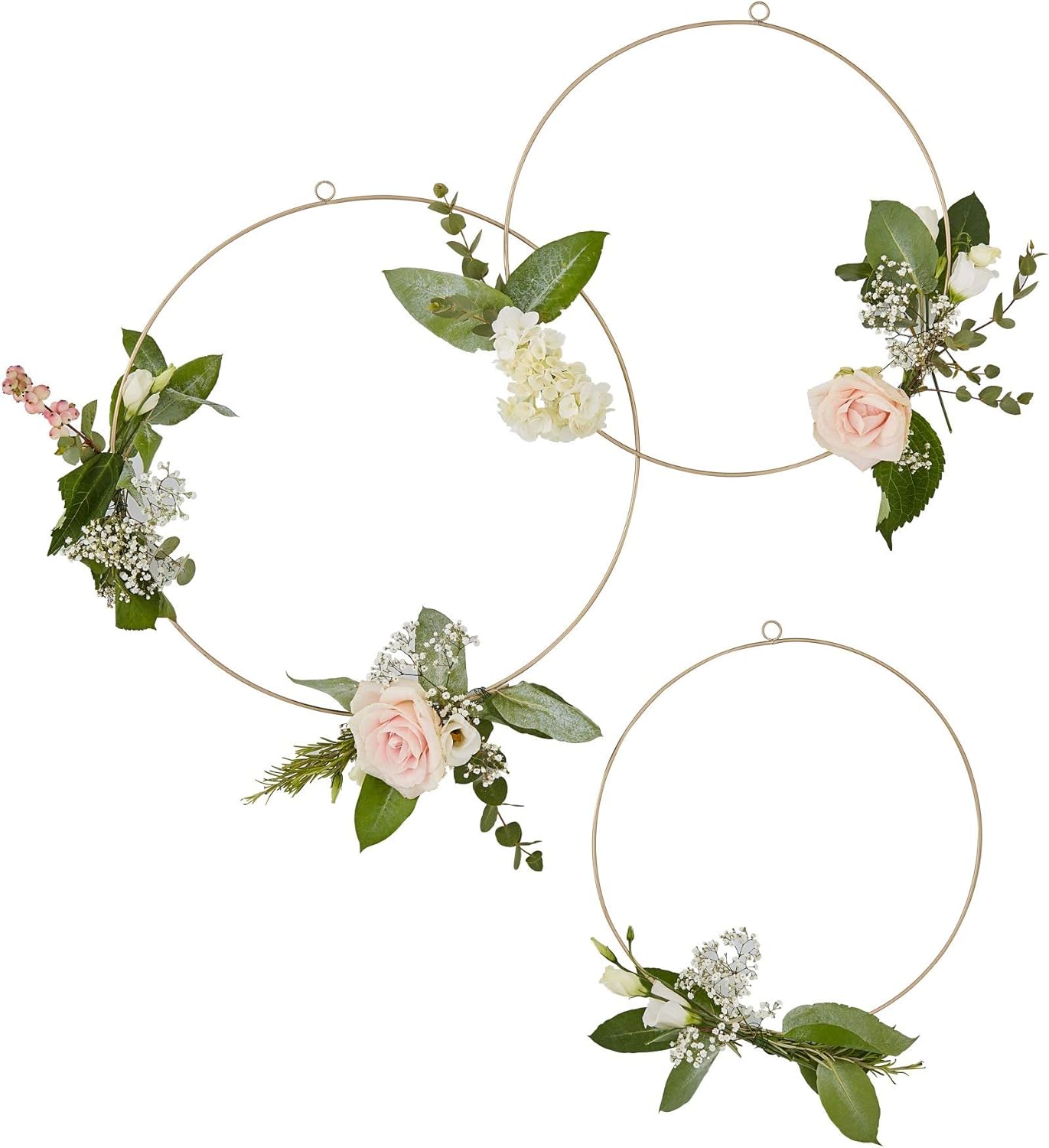 Ginger Ray Gold Floral Wedding Hanging Hoops for Flowers Foliage 3 Pack