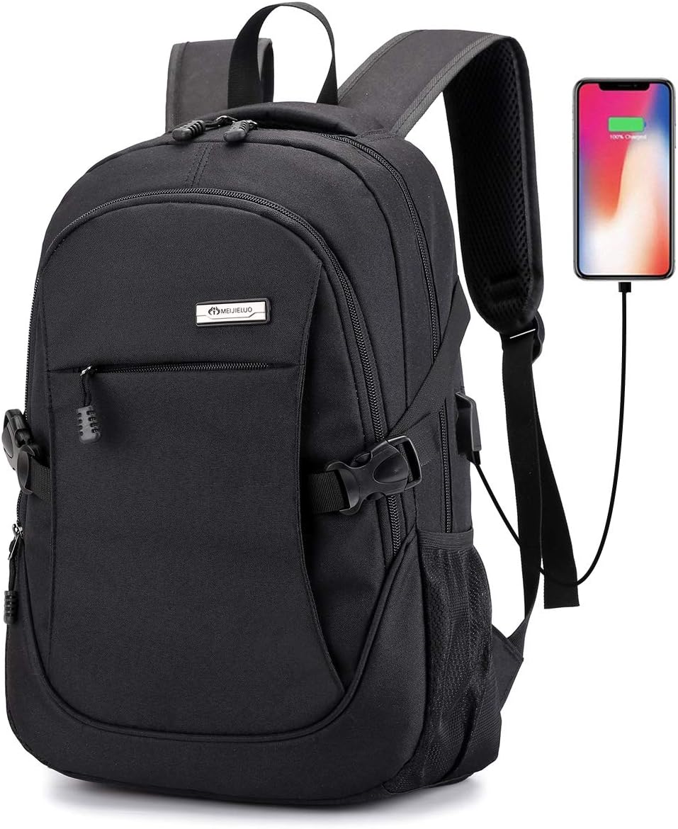 Laptop Backpack with USB Charging Port,Slim Travel Backpack with Laptop Compartment for Men and Women,College School BookBag Computer Bag for Girls and Boys Fits 15.6 In Laptop