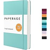 PAPERAGE Lined Journal Notebook, (Mint), 252 Pages, Medium 5.6 in x 8 in - 100 GSM Thick Paper – Hardcover Journaling Notebook for Work, School & Note Taking