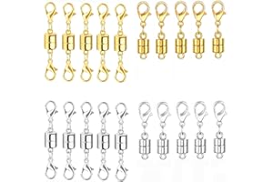 Magnetic Jewelry Clasps, 20Pcs Lobster Clasps Magnetic Necklace Clasps Converters for Bracelet Necklaces Extender(Gold and Si
