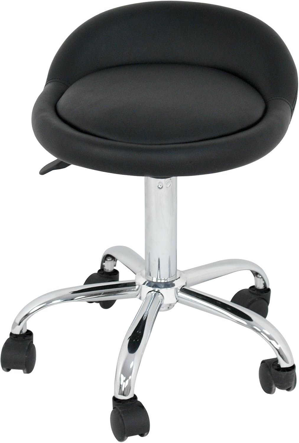 Adjustable Hydraulic Rolling Swivel Stool Chair Salon Tattoo Office Massage Medical Facial Spa Stool Chair with Wheels Backrest PU Cushion (Black): Furniture & Decor