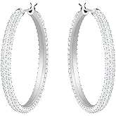 Swarovski Crystal Stone Rhodium-Plated Hoop Earrings