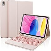 CHESONA for iPad 10th Generation Case with Keyboard, 2 Wireless Channels for iPad (A16) 11th/10th Gen (2025/2022), Backlight, Flip Stand Case with Pencil Holder, Multi-Touch Trackpad, Pink