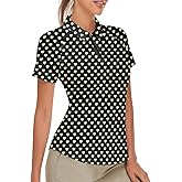 Women's Golf Shirt Short Sleeve Tennis Shirt Quarter Zip Golf Pullover Golf Polo Shirts Argyle Tops