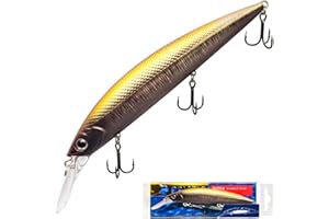 Pristis Minnow Fishing Lure, Long Casting Crankbait with Sharp Treble Hooks, Saltwater Freshwater Hard Bait Plug Set Tackle Kit with Precise Weight & Exquisite Coating for Crappie Bass Pike