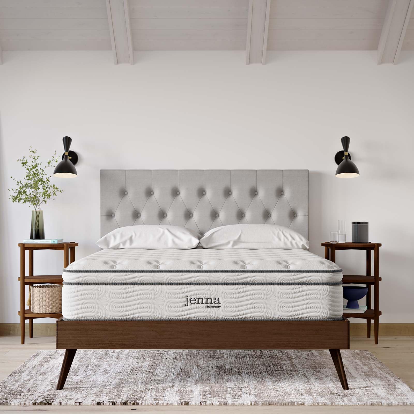 Photo 1 of *DIRTY FROM TRANSPORT* Modway MOD-7089-WHI Jenna 12" Innerspring Pillow Top Queen Mattress, White