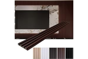 Yutianli Slat Wall Panel 3D WPC Grille for Walls 6-Pack Walnut Textured Wood Plastic Composite Panel Wood Strip Texture 3D Wall Panels