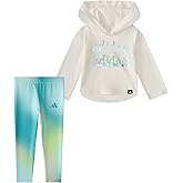adidas baby-girls 2-piece Long Sleeve Hooded Heather Tee & Printed Legging Set