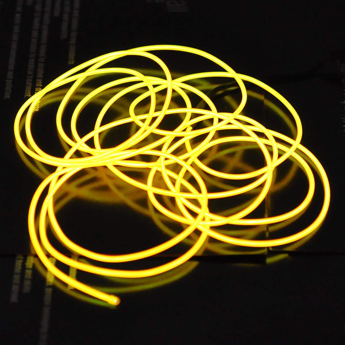 Podazz El Wire 9.8ft/3m Yellow, Neon Glowing Strobing Electroluminescent Wire with 3 Lighting Modes - Image 3