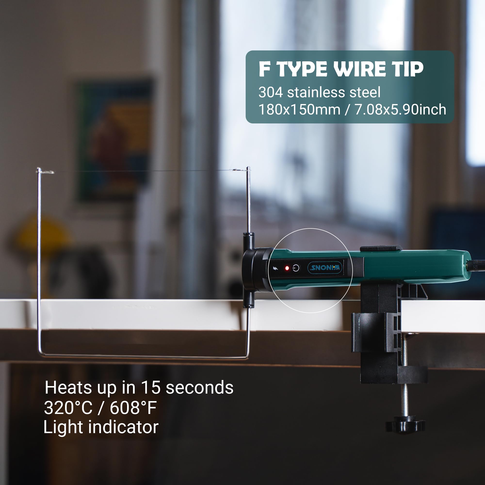 WINONS Styroporschneider Heißdrahtschneider mit Temperaturregler, WFC0010 Styropor Schneider mit 450 °C max Temp. und Breitere Schneidezone, Heißschneider mit Deutschen Standards (15er-Set) 4
