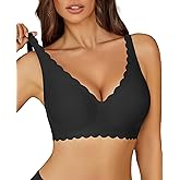 Avidlove Wireless Bra Womens Plunge V Neck Seamless Full Coverage Pushup Bralettes Everyday Bras