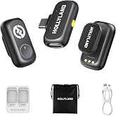 Hollyland Lark A1(2TX + USB-C RX), Wireless Microphone for iPhone &amp; Android | Detail-Rich Studio Audio, 3-Level Noise Cancellation, Magnetic Mini Lavalier Mic for Video Recording &amp; Live Streaming