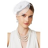 BABEYOND Fascinators Hats for Women - Tea Party Hat Kentucky Fascinator Derby Flower Mesh Pillbox Hat for Bridal Wedding