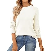 QUALFORT Women's Sweater 100% Cotton Long Sleeve Pullover Sweater Soft Lightweight Knit Tops 2026