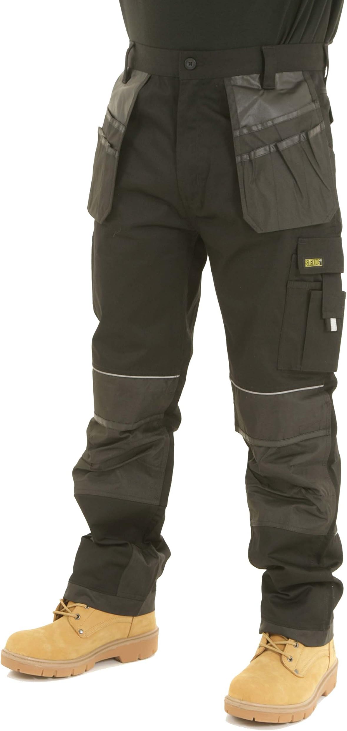 SITE KING Mens Heavy Duty Cargo Holster Pocket Work Trousers with Knee Pad PocketsOEKO-TEX STANDARD 100