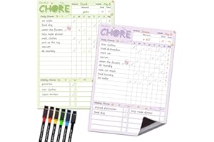 Magnetic Dry Erase Chore Chart - 8.5"x12" Behavior Responsibility Chore Board for Kids, Teenagers - 6 Extra Fine Point Marker