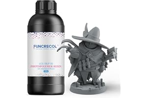 FUNCRECOL 3D Printer Resin, 405nm UV-Curing Resin for DLP/LCD 3D Printing High Precision Standard Photopolymer Resin Gray 1000g
