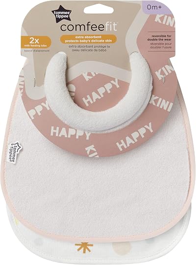 Tommee Tippee Milk Feeding Bibs Pack of 2 Pink Super Soft Absorbent Adjustable