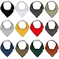 Baby Bandana Drool Bibs for Boys and Girls, Solid Colors,12 Pack Baby Bibs for Teething and Drooling, Organic Cotton Bibs