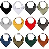 Baby Bandana Drool Bibs for Boys and Girls, Solid Colors,12 Pack Baby Bibs for Teething and Drooling, Organic Cotton Bibs