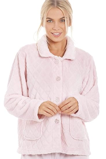 Camille Schlafjacken Designs mit Knopf- und Reißverschluss-Frontplatten für Damen 50/52 Diamond Pink