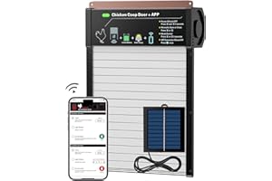 NYPOTS Automatic Chicken Coop Door Solar Powered, App Control Automatic Chicken Door with Timer & Light Sensor Mix 4-Modes, Solar Chicken Coop Door with Anti-Pinch Design, Durable & Weatherproof Chicken Door