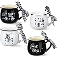 Patelai 4 Pcs Christmas Coffee Mug Mini Espresso Cups 5 oz Christmas Winter Mugs Set with Handle for Coffee Bar Tiered Tray Decoration Holiday Party Gift