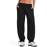 MOOSLOVER Women Drawstring Flod Over Jogger Pants Comfy Cotton Sweatpants Lightweight Casual Athletic Lounge Pants