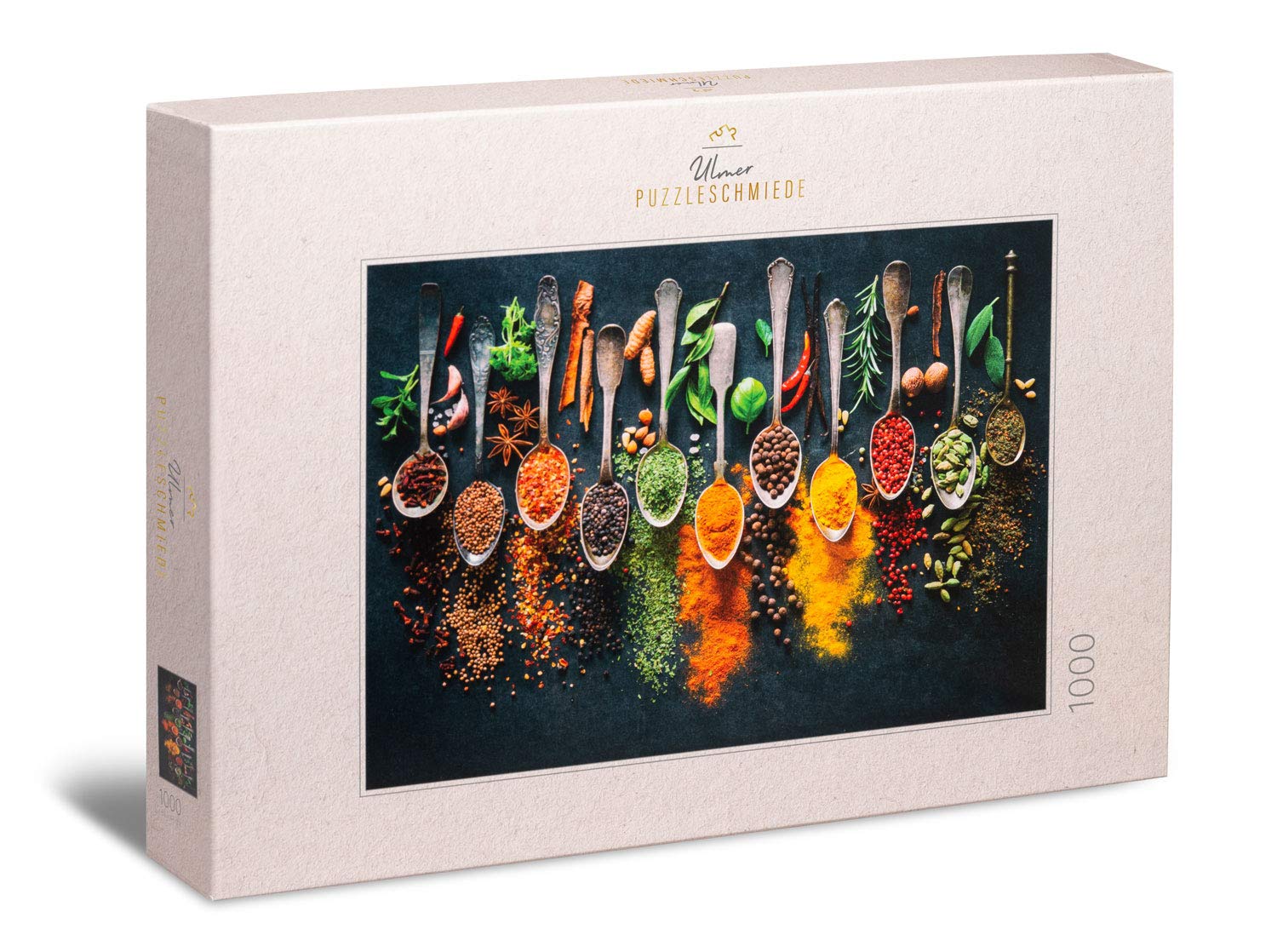 Ulmer Puzzleschmiede - Puzzle "Spices and herbs" - 1000 pieces jigsaw puzzle - beautiful eye-catcher in a modern kitchen