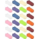 URATOT 24 Pairs Kids' Low Cut Socks - Boys' or Girls' Half Cushion Athletic Ankle Socks