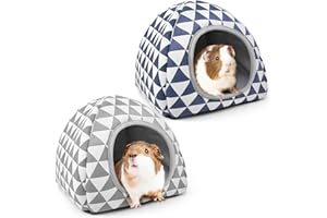 Tierecare 2 Pack Guinea Pig Hideout Bed Washable Guinea Pig Cage Accessories Cozy House Habitat Hide-Out for Chinchilla Hedgehog Small Animal Supplies