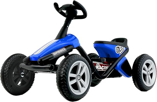 Uenjoy Kart Zu Fuss Tretkart Kleiner Rennwagen Fur Kinder Im Alter Von 3 Bis 8 Jahren Spiele Im Freien Spielzeug Fur Den Aussenbereich Sportpadagogisches Fitnessspielzeug Kinderwagen Blau Amazon De Spielzeug